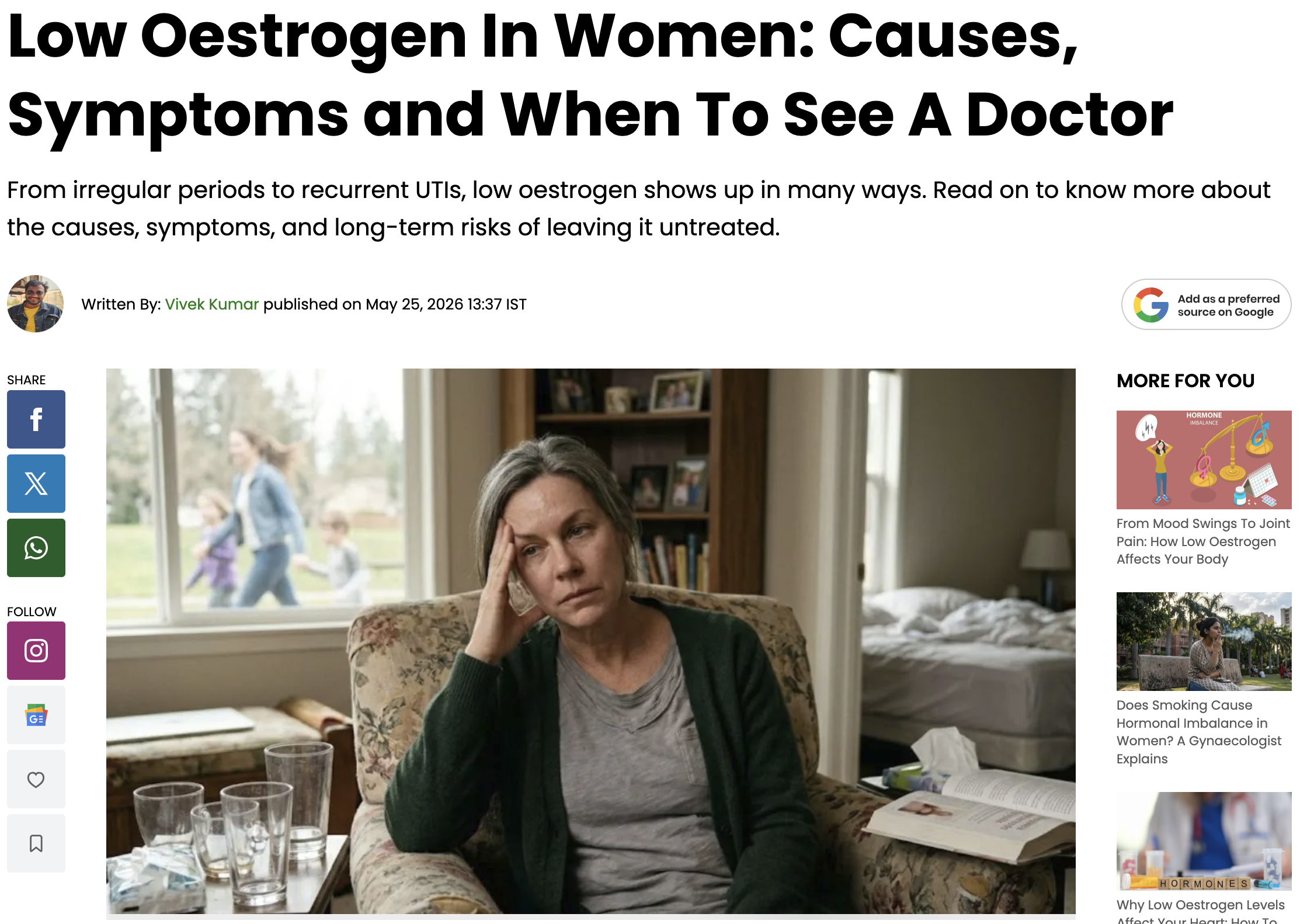 Low Oestrogen In Women